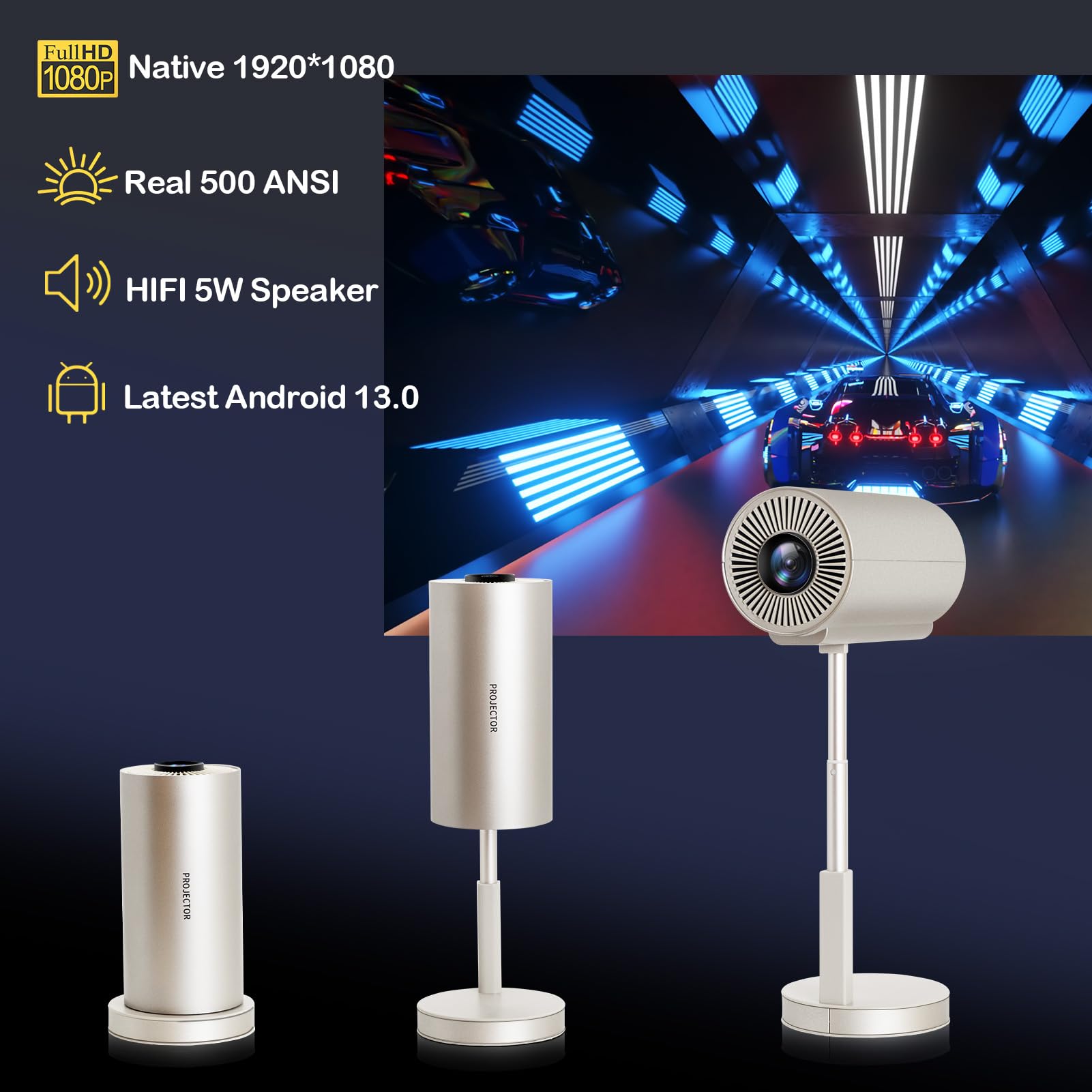 Amazon.com: Mini Projector with WiFi and Bluetooth, 1080P Portable